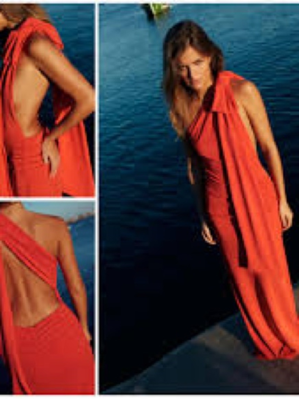Zara One-Shoulder Red Maxi Dress with Bow Detail - Picture 9 of 10
